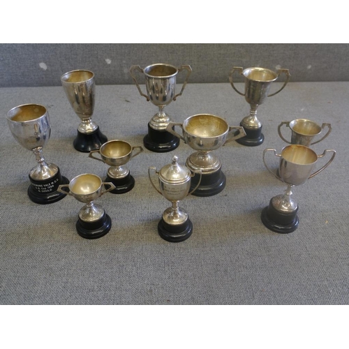 471 - 10 Grasstrack trophies from 1950's-60's presented to J.Gould and G.Gould later donated to Noel Clark