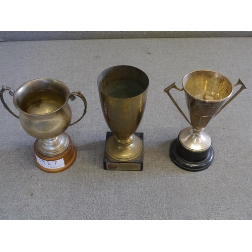 476 - 3 Grasstrack trophies to include 1 Veedol, 1 Blackmore Vale and 1 Weston Super Mare.