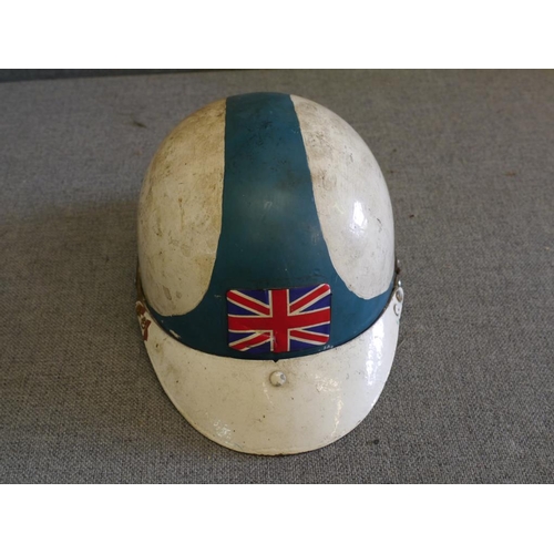 477 - Green and white speedway/grasstrack helmet with union jack