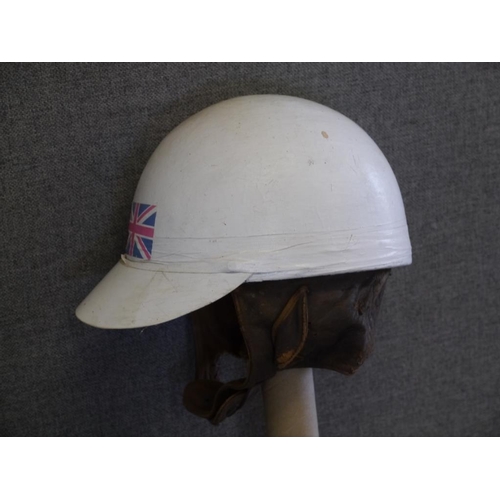 482 - White peeped racing helmet with union jack