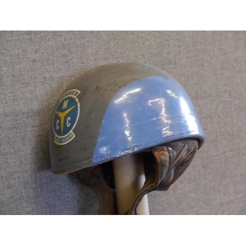 488 - Grey and blue Cromwell Headwear helmet with MCC Ericsson Nottingham emblem