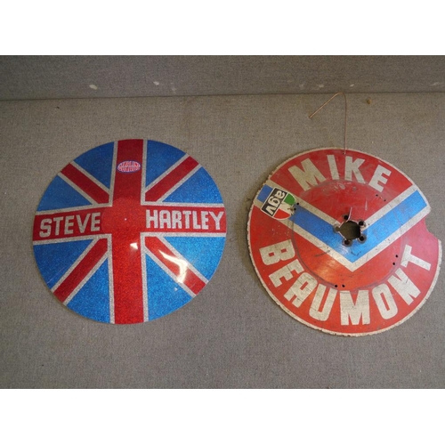 513 - Steve Hartley grasstrack wheel cover and Mark Beaumont grasstrack wheel cover