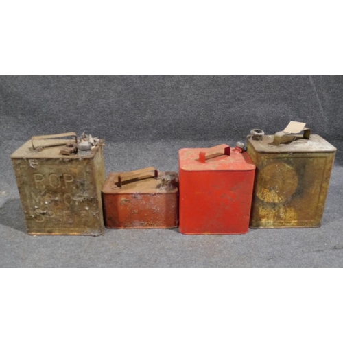 621 - 4 Assorted fuel cans including ROP motor spirit