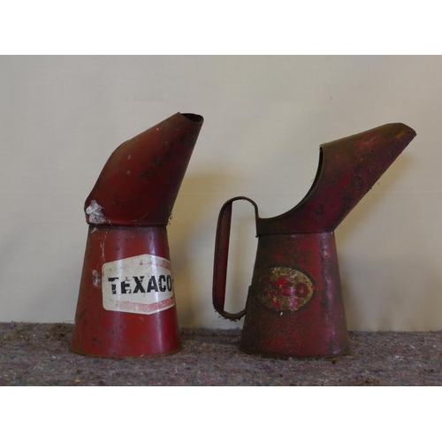 681 - Texaco and Esso oil measuring jugs