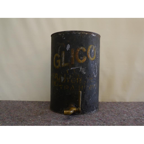 786 - Glico motor oil drum with brass top