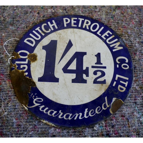 811 - Anglo Dutch Petroleum petrol pump double sided enamel sign 12