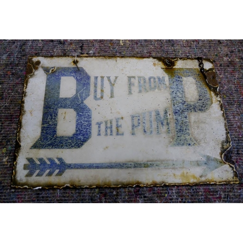 814 - Buy From The Pump double sided enamel sign 12x18