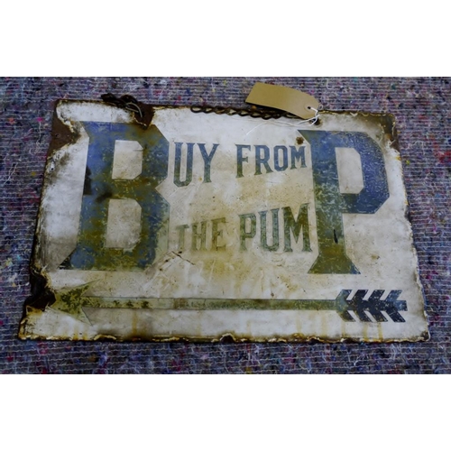 814 - Buy From The Pump double sided enamel sign 12x18