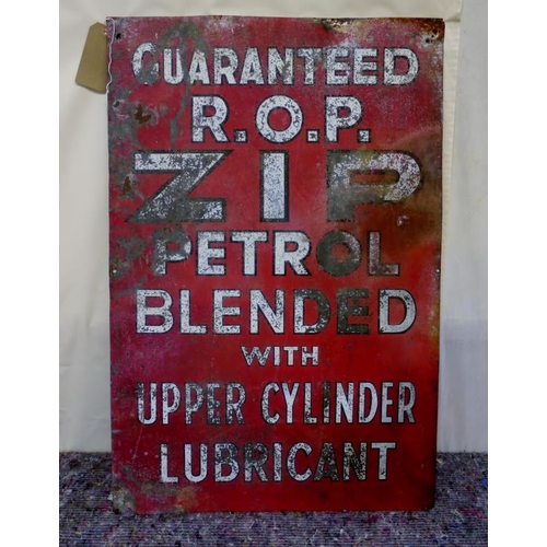 816 - ROP ZIP Petrol tin sign 30x20