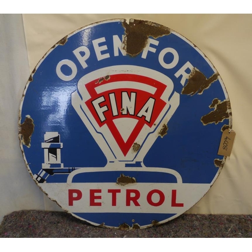 817 - Open For Fina Petrol double sided enamel sign 29