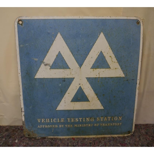819 - Vehicle Testing Station aluminium sign 25x24