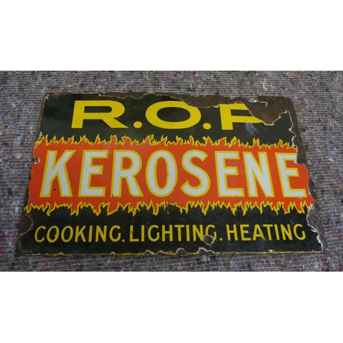 822 - ROP Kerosene double sided enamel sign 12x19