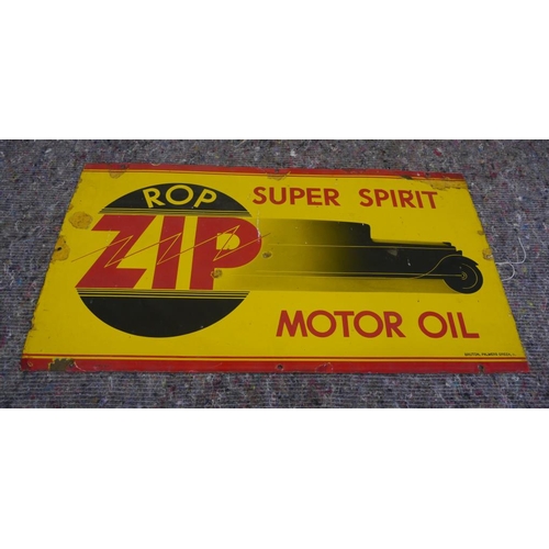 826 - ROP ZIP Super Spirit Motor Oil enamel sign 16x30