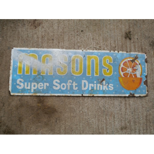 846 - Masons Super Soft Drink enamel sign 10x30