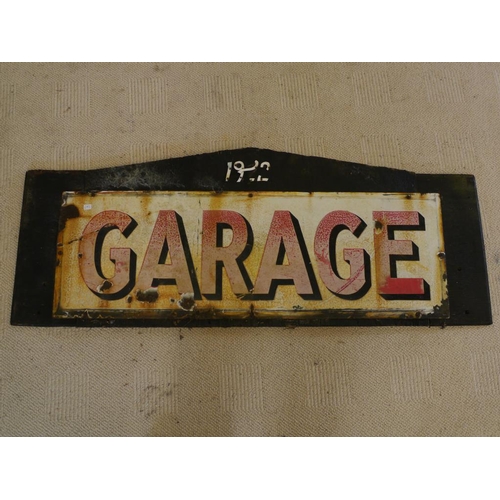 851 - Enamel garage sign on wooden sign 12