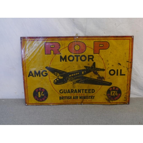 852 - ROP Motor oil tin sign 23x35.5