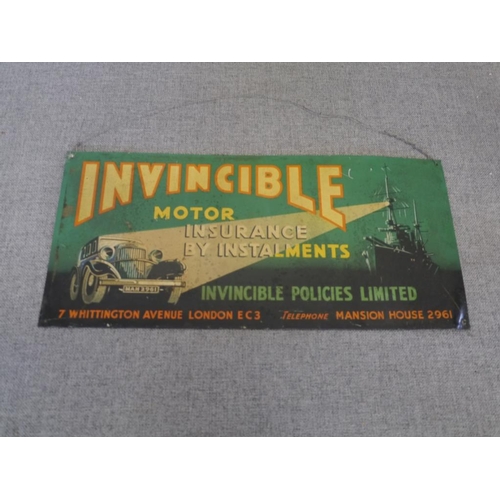 860 - Invincible motor insurance tin 9.5x20
