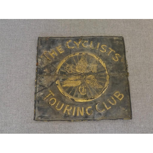 861 - Cyclist Touring Club embossed tin sign 16x16
