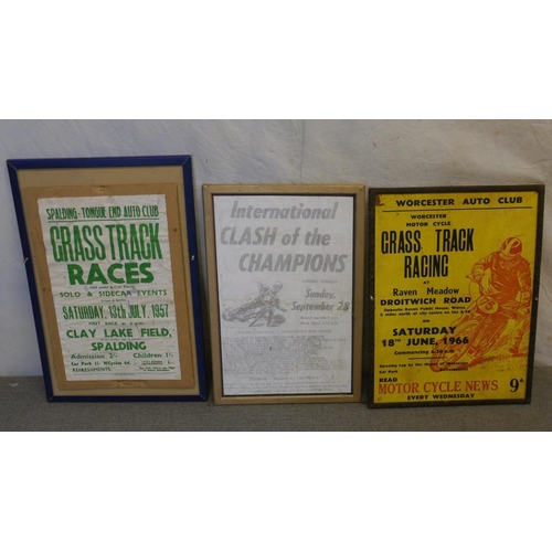 92 - Grasstrack race meeting posters to include Droitwich, Clay Lake, and Clash Of The Champions 31x21