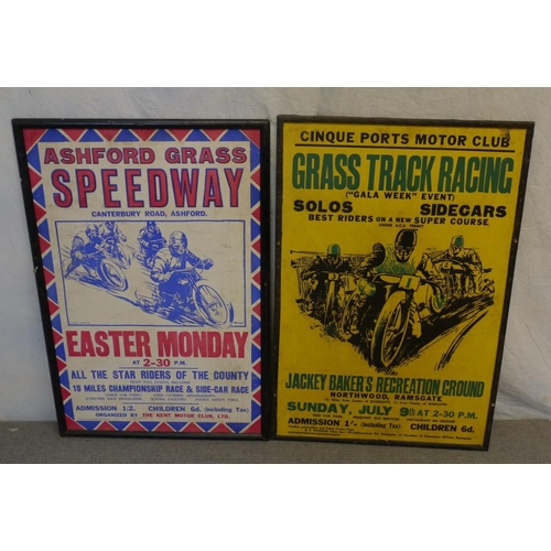 93 - Grasstrack race meeting posters to include Ashford grasstrack speedway and Ramsgate. 31x21