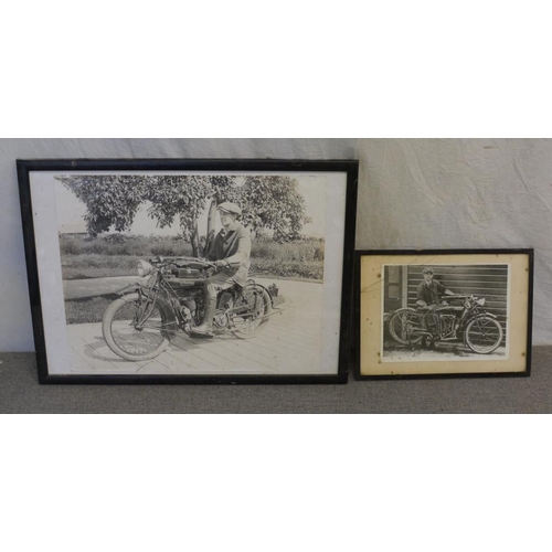 96 - 2 Framed Indian motorcycle pictures 11x14.5