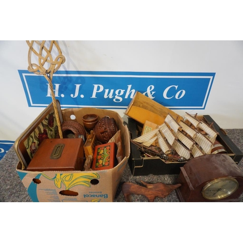 30 - 2 Boxes of boat, clocks & wooden ornaments