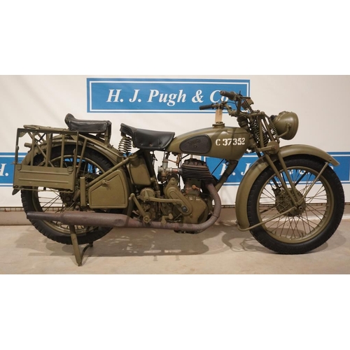 628 - Norton 16H motorcycle. 500cc, 1936. Engine no.93001 Frame No.55161. C/w spare number plate. Reg. WVB... 