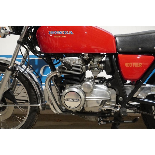 636 - Honda Super Sport 400 four motorcycle. 1976. 408cc. Very tidy bike, good chrome work. Reg. RAB 121P.... 