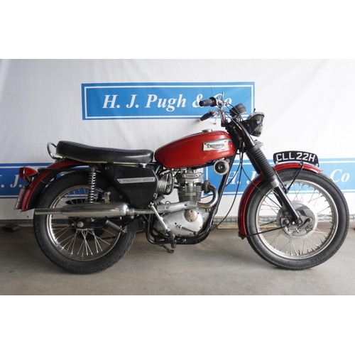 673 - Triumph Trophy 250 motorcycle. 1969. Matching engine and frame numbers- HC19458TR25W. c/w owners man... 