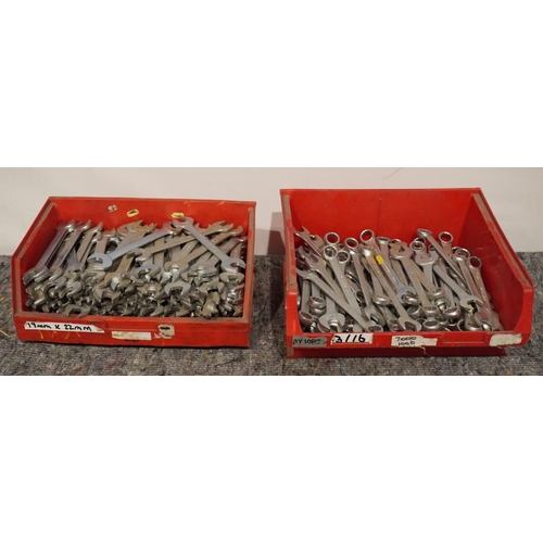 351 - 2 Boxes of assorted metric and imperial spanners +VAT