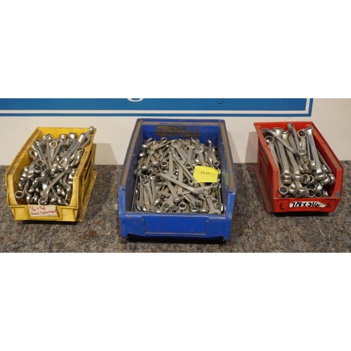 361 - 3 Large boxes of assorted spanners +VAT