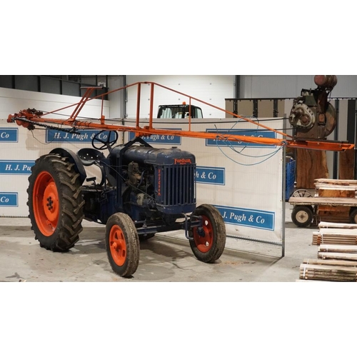 108 - Fordson E27N tractor, early restorartion, no PTO, no hydraulics, Bamford balance hedgetrimmer with P... 