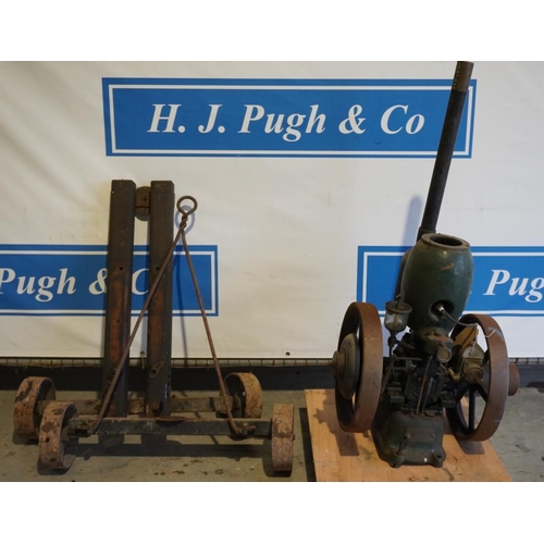 144 - Petter 1 1/2HP stationary engine with trolley. No.7352