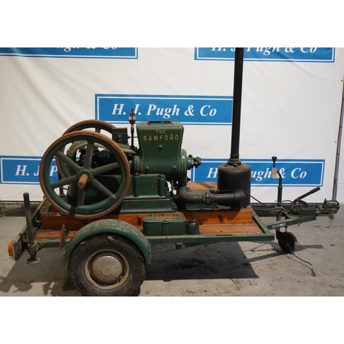 161 - Bamford 4HP open crank engine. 1926. No.7106 c/w trailer and tool box. Said to have been sold at the... 