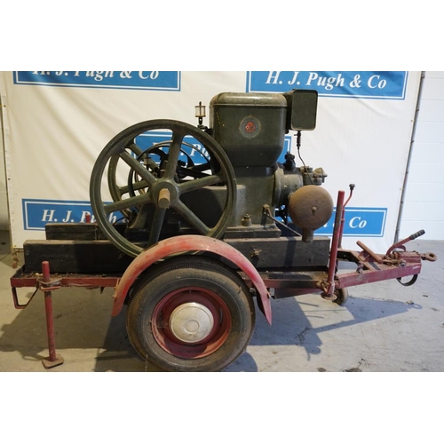 167 - Ruston Hornsby 8HP engine, SN.139995, on 2 wheeled car trailer