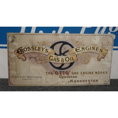 20 - Tin sign- Crossley engines 12x24