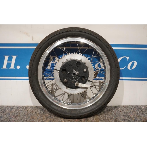 176 - Manx Norton rear wheel, brake plate and alloy rim