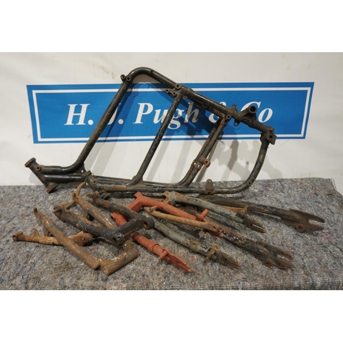 69 - Assorted Triumph Tiger Cub and Triumph unit 350 swinging arms and frames