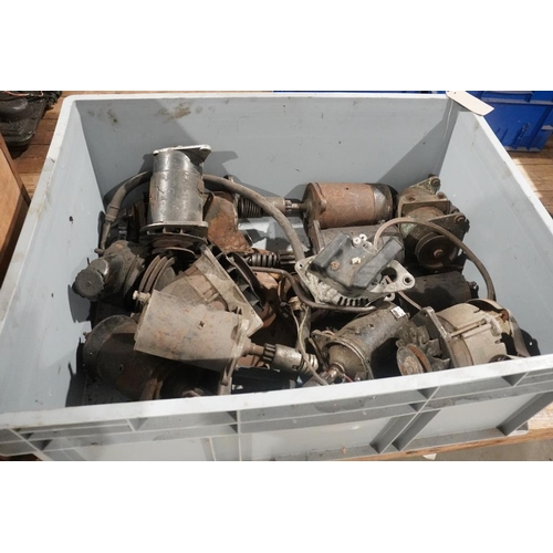 102 - Box of assorted starter motors and dynamos