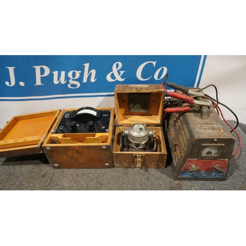 128 - Old Runbaken battery charger, Phillips PR9151 paint thickness tester, Ferodo brake tester meter