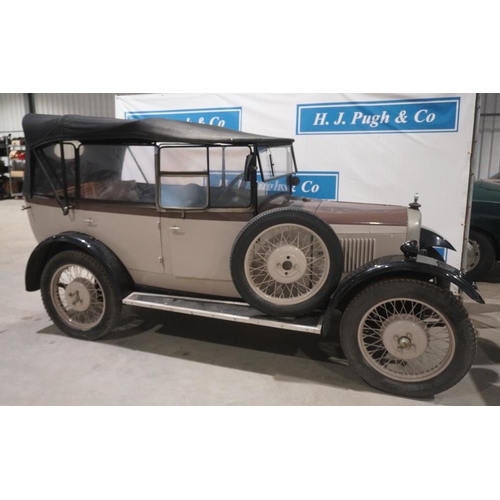 349 - Singer Junior 4dr Tourer car. 1929. Good original interior with black leather seats. Previously owne... 