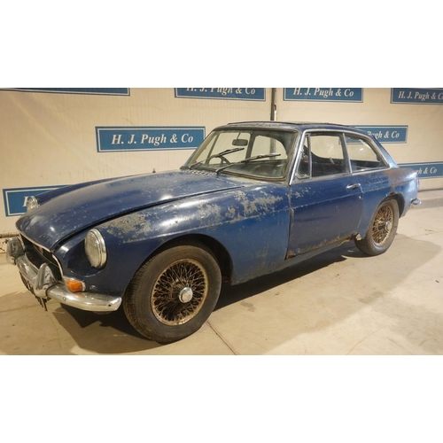 364 - MGB GT 3dr Coupe. 1970. 1798cc. Teal blue c/w wire wheels with 2 spare in boot, rear badges, seat mo... 