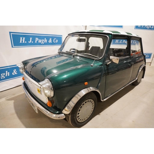 367 - Rover Mini  2dr saloon car in racing green with checkmate roof. 1990. 998cc. Runs and drives. MOT ex... 