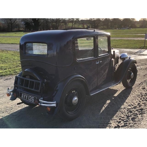 368 - Austin 10 4dr saloon car. 1934. Sunshine roof. 1141cc. Royal blue leather interior. Runs well. Vin n... 