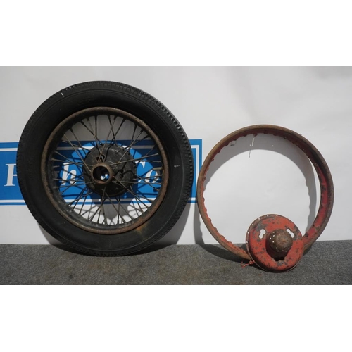 60 - 2 Austin wheel rims and 1 tyre