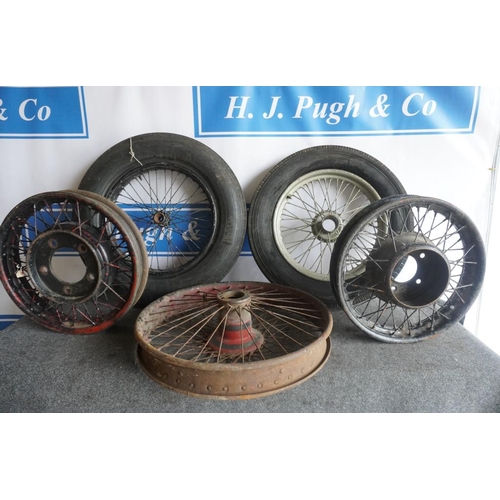 70 - 5 Assorted old cap wheel rims