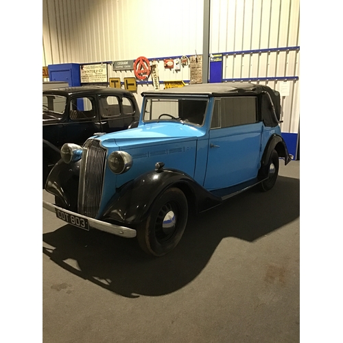 361 - Vauxhall Tickford 2dr convertible car. 1938. Straight 6L engine. Runs and drives. Reg COT 803. V5