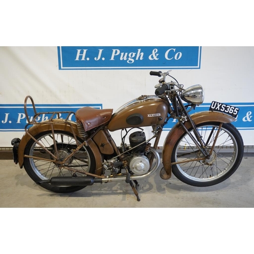 355 - Alcyon type 23 motorcycle. 1950. 125cc. Engine no. 236809. c/w history and certificates. Reg. UXS 36... 