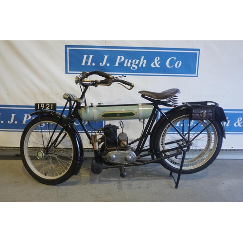 356 - Triumph Junior motorcycle. 225cc 1921. Off the road since 1991. Runs and rides. Reg. AFA 649A. V5