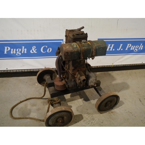 114 - Lister D engine on trolley. 1 1/2HP. SN 105581. Type 13D